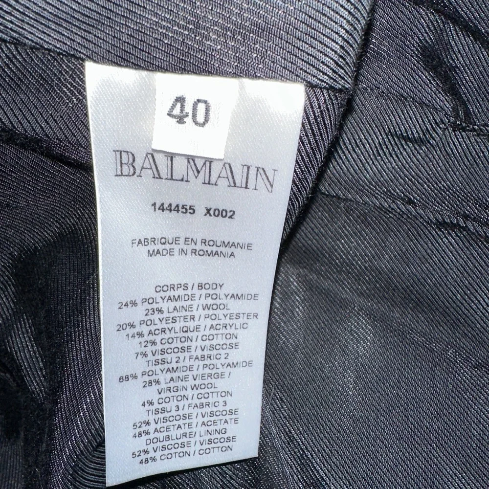 New Balmain Button Embellished Houndstooth Tweed Mini Skirt Size 40
